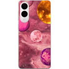 LOTUS GOLD Samsung Galaxy S25 Edge Uyumlu Galaksi Uzay Desenli Şeffaf Telefon Kılıfı