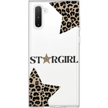 LOTUS GOLD Samsung Galaxy Note 10 Uyumlu Leopar Stargirl Desenli Şeffaf Telefon Kılıfı