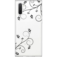 LOTUS GOLD Samsung Galaxy Note 10 Uyumlu Çiçekli Sarmaşık Desenli Şeffaf Telefon Kılıfı