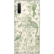 LOTUS GOLD Samsung Galaxy Note 10 Uyumlu Tropikal Botanik Desenli Şeffaf Telefon Kılıfı