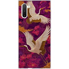 LOTUS GOLD Samsung Galaxy Note 10 Uyumlu Turna Kuşları Desenli Şeffaf Telefon Kılıfı