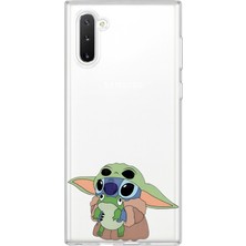LOTUS GOLD Samsung Galaxy Note 10 Uyumlu Baby Yoda Stitch Desenli Şeffaf Telefon Kılıfı
