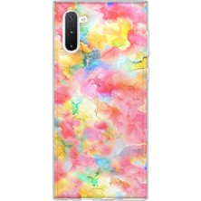 LOTUS GOLD Samsung Galaxy Note 10 Uyumlu Suluboya Fırçaları Desenli Şeffaf Telefon Kılıfı