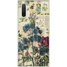 LOTUS GOLD Samsung Galaxy Note 10 Uyumlu Çiçek Kolaj Desenli Şeffaf Telefon Kılıfı