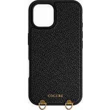 COGURE Hera iPhone 16 Pro Max Uyumlu Çiçek Magsafe Cüzdan, Charm, Fularlı Zincir Askı, Kılıf 4\'lü Siyah Set
