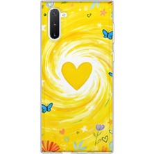 LOTUS GOLD Samsung Galaxy Note 10 Uyumlu Kalp ve Kelebek Desenli Şeffaf Telefon Kılıfı
