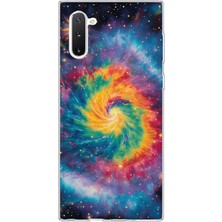 LOTUS GOLD Samsung Galaxy Note 10 Uyumlu Gökkuşağı Galaksi Desenli Şeffaf Telefon Kılıfı