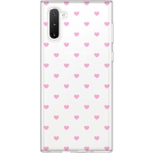 LOTUS GOLD Samsung Galaxy Note 10 Uyumlu Pembe Minik Kalpler Desenli Şeffaf Telefon Kılıfı
