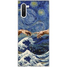 LOTUS GOLD Samsung Galaxy Note 10 Uyumlu Van Gogh Eller Desenli Şeffaf Telefon Kılıfı