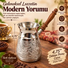 Kapadokya Hediyelik Pirinç Cezve 4,75" Jumbo Uzun Boy Ahşap Saplı