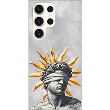 LOTUS GOLD Samsung Galaxy S22 Ultra Uyumlu Güneş Heykel Desenli Şeffaf Telefon Kılıfı