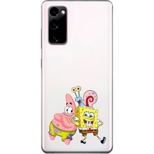LOTUS GOLD Samsung Galaxy S20 Uyumlu Sünger Bob Desenli Şeffaf Telefon Kılıfı