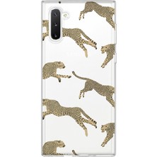 LOTUS GOLD Samsung Galaxy Note 10 Uyumlu Leopar Desenli Şeffaf Telefon Kılıfı