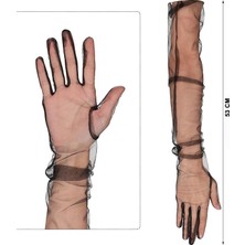 Midas Toptan Uzun Boy Likralı Siyah Renk Yetişkin Mega Tül Eldiven 53 cm BX40 Midas