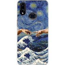 LOTUS GOLD Samsung Galaxy A10S Uyumlu Van Gogh Eller Desenli Şeffaf Telefon Kılıfı
