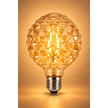 Naturel Dekor Yuvarlak Kesim Baloncuk Kırılmaz Gövde Amber E27 Rustik Ampul 2700K 4,5W