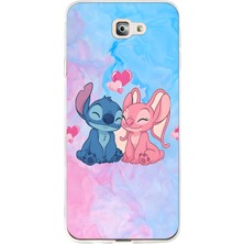 LOTUS GOLD Samsung Galaxy J7 Prime Uyumlu Angel ve Stich Desenli Şeffaf Telefon Kılıfı