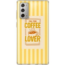 LOTUS GOLD Samsung Galaxy Note 20 Uyumlu Coffee Lover Desenli Şeffaf Telefon Kılıfı