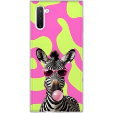 LOTUS GOLD Samsung Galaxy Note 10 Uyumlu Zebra Desenli Şeffaf Telefon Kılıfı