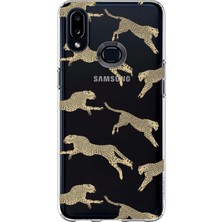 LOTUS GOLD Samsung Galaxy A10S Uyumlu Leopar Desenli Şeffaf Telefon Kılıfı