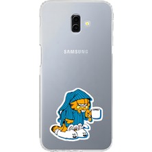 LOTUS GOLD Samsung Galaxy J6 Plus Uyumlu Garfield Desenli Şeffaf Telefon Kılıfı