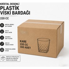 Antpap Ambalaj Kare Model Viski Bardağı 220 cc 300 Adet – Kristal Görünümlü Plastik Bardak