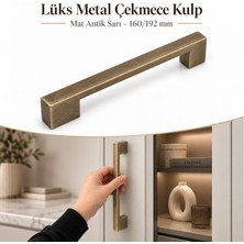Nzb Metal Kulp Mat Antik Sarı 160 mm - 192 mm Çift Ölçü Metal Mobilya Çekmece Dolap Kulp