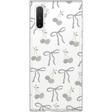 LOTUS GOLD Samsung Galaxy Note 10 Uyumlu Fiyonk ve Kiraz Desenli Şeffaf Telefon Kılıfı