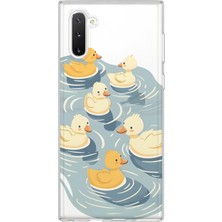 LOTUS GOLD Samsung Galaxy Note 10 Uyumlu Ördekler Desenli Şeffaf Telefon Kılıfı