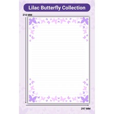 MindPad Studio A4 Mor Kelebek Desenli Notepad - Lilac Butterfly Collection 50 Yaprak Çek-Kopar Bloknot, Mor Pastel Not Defteri