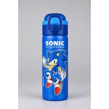 x Dekomus Lisanslı Sonic Blue Speed Collection 600 ml Çift Fonksiyon Kapaklı Çelik Matara