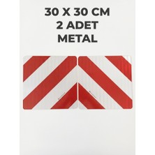 Opersan 30X30 cm Metal Reflektörlü Uyarı Levhası - Traktör, Römork ve Iş Makinesi Için Kırmızı Beyaz Reflektör (2’li Paket)