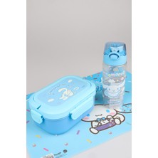 x Dekomus Lisanslı Cinnamoroll 500 ml Matara,3 Bölmeli Beslenme Kabı,beslenme Örtüsü Seti