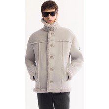 AVVA Erkek Gri Kürklü Yaka Napa Comfort Fit Mont A52Y6055