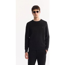 AVVA Erkek Siyah Bisiklet Yaka Rayon Tüylenmeyen Dokulu Triko Regular Fit Kazak A52Y5018