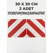 Opersan 30X30 cm Metal Reflektörlü Uyarı Etiketi - Traktör, Römork ve Iş Makinesi Için Kırmızı Beyaz Reflektör (2’li Paket)-Sticker-Çıkartma-Yapıştırma