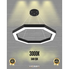 Hegza Lighting Octagon (Siyah Kasa, Sarı Işık) Ledli Modern Avize