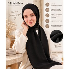 Mianna Kendinden Desenli Şal Siyah – 4 Mevsim – Başta Kayma Yapmaz – Nefes Alan Kumaş – 70X180 cm