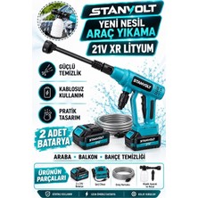 Stanvolt 21V Çift Batarya 1500 Mah Yüksek Basınçlı Akülü Şarjlı Oto Araba Yıkama Makinesi