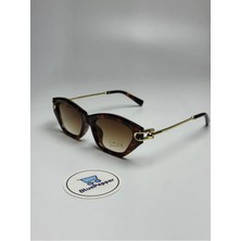 Blue Pepper Tiferla V2 | Güneş Gözlüğü Cateye Kahverengi Cam | Kemik Leopar Çerçeve Metal Gold Sap | UV400 | 51 Ekartman