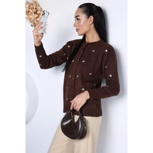 Gülseli Nakışlı Triko Hırka P-00023150