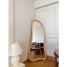 Effe Yapı Dekor Doğal Ahşap Çerçeveli 180X80 cm ( Naturel ) Ayaklı Boy Aynası