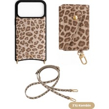 COGURE Hera iPhone 18 Pro Max / 17 Pro Max Uyumlu Leopar Magsafe Cüzdan, Crossbody Askı, Kılıf 3\'lü Set