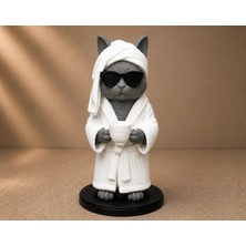 Alisa 3D Dekoratif Kedi Figürü, Masa Süsü, Kahve ve Kedi, Uykulu Kedi, Dekorasyon