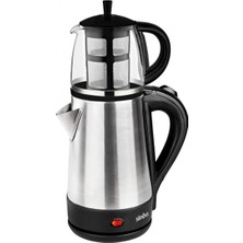 Pileli Store Cam Demlikli Elektrikli Çelik Çaycı Seti 1600W - 1.7lt - 0.7lt  STM-5836 (4887)