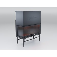 Schömne 110 cm Sol Camlı Asansörlü Şömine Haznesi