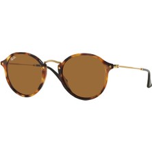 Ray-Ban Rb2447 1160 49 Round Fleck Unisex Güneş Gözlüğü Kahverengi UV Filtreli Hafif Tasarım