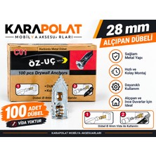 Karapolat 28MM Alçıpan Dübeli Karbonlu Metal Dübel 100 Adet