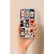 Vip Case Samsung S25 Uyumlu Sevimli Kedi ve Çiçek Desenli Silikon Kılıf