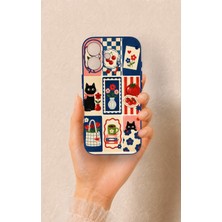 Vip Case iPhone 17 Uyumlu Sevimli Kedi ve Çiçek Desenli Silikon Kılıf